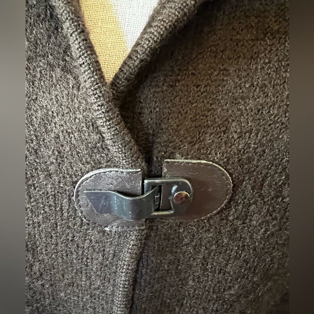 Kate Hill, Dark Brown-Boxy-Snap Toggle style Wool Unlined Coat. - Picture 7 of 11
